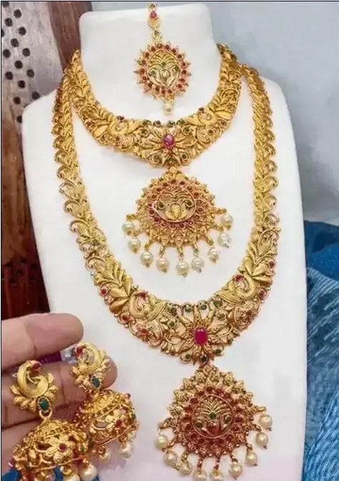 Best Women's South Indian Jewellery Set For Women | Necklace Earring Maangtikka Set For Women