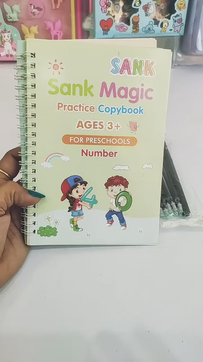 Magic Book for Kids, Sank Magic Practice Copybook Number Tracing Book for Pre-Schoolers